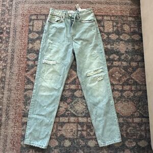 Women’s Relaxed Fit Distressed Jeans in Light Blue